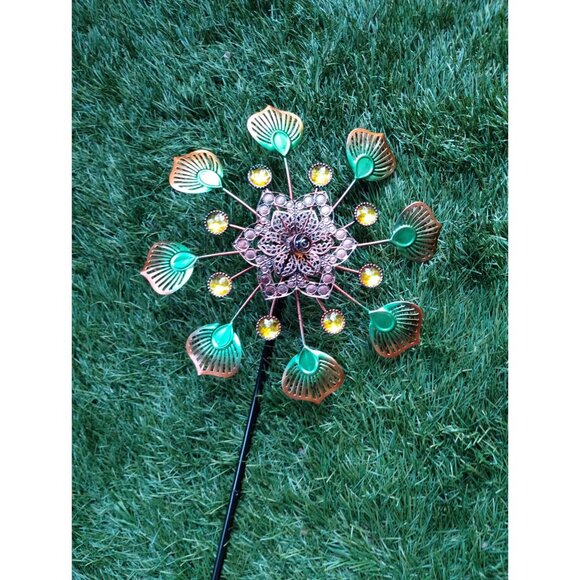 Wind Spinner Rustic Brown Pinwheel Rotating Metal Home Garden Yard Art - Picture 9 of 9